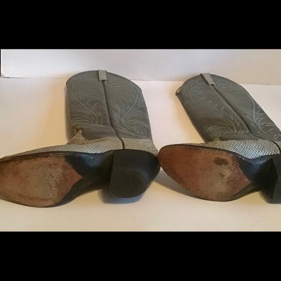 DAN POST EXOTIC SNAKESKIN GRAY TALL SHAFT BOOT 8 - Picture 7 of 8